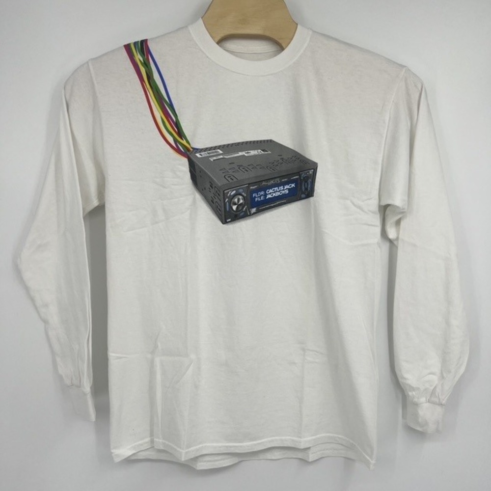 Cactus‎ Jack Jackboys Men's White Long Sleeve Graphic Radio T-Shirt Size Medium